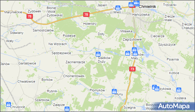 mapa Śladków Duży, Śladków Duży na mapie Targeo