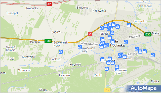 mapa Sławacinek Stary, Sławacinek Stary na mapie Targeo