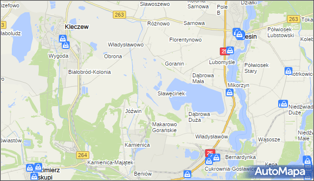 mapa Sławęcinek gmina Ślesin, Sławęcinek gmina Ślesin na mapie Targeo