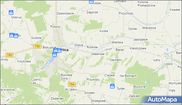 mapa Sławniów, Sławniów na mapie Targeo