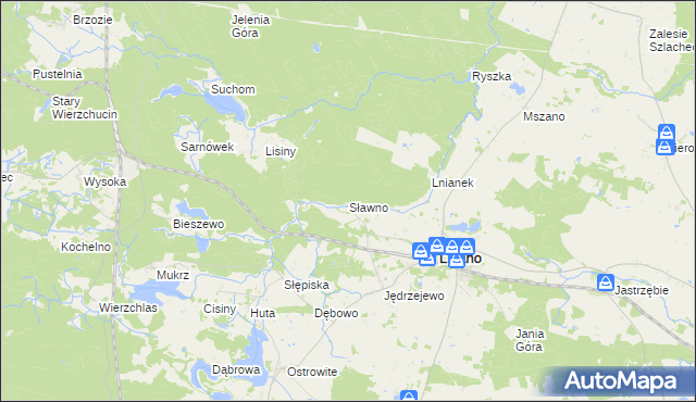 mapa Sławno gmina Cekcyn, Sławno gmina Cekcyn na mapie Targeo