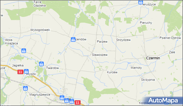 mapa Sławoszew, Sławoszew na mapie Targeo