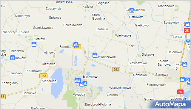 mapa Sławoszewek, Sławoszewek na mapie Targeo