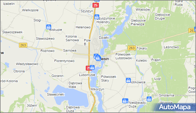 mapa Ślesin powiat koniński, Ślesin powiat koniński na mapie Targeo