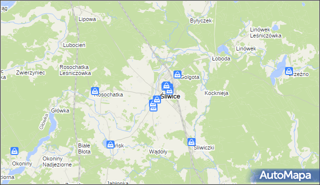 mapa Śliwice powiat tucholski, Śliwice powiat tucholski na mapie Targeo