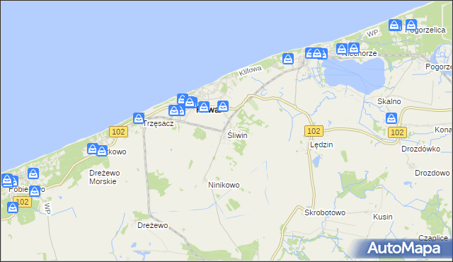 mapa Śliwin, Śliwin na mapie Targeo