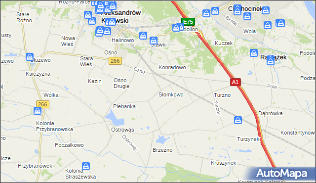 mapa Słomkowo gmina Aleksandrów Kujawski, Słomkowo gmina Aleksandrów Kujawski na mapie Targeo
