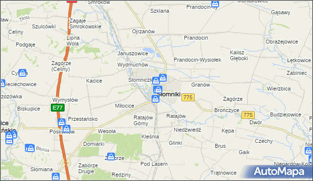 mapa Słomniki, Słomniki na mapie Targeo
