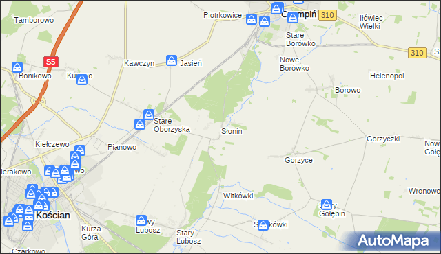 mapa Słonin, Słonin na mapie Targeo