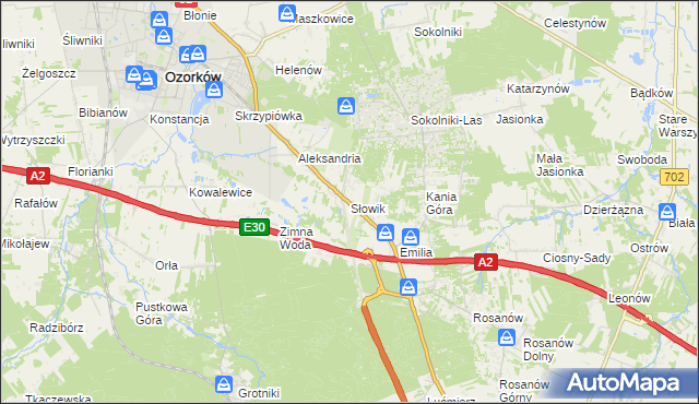 mapa Słowik gmina Zgierz, Słowik gmina Zgierz na mapie Targeo