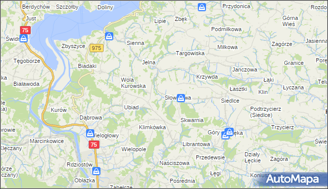 mapa Słowikowa, Słowikowa na mapie Targeo