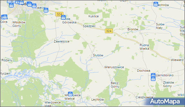 mapa Ślubów gmina Góra, Ślubów gmina Góra na mapie Targeo