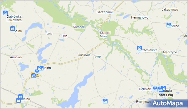mapa Słup gmina Gruta, Słup gmina Gruta na mapie Targeo