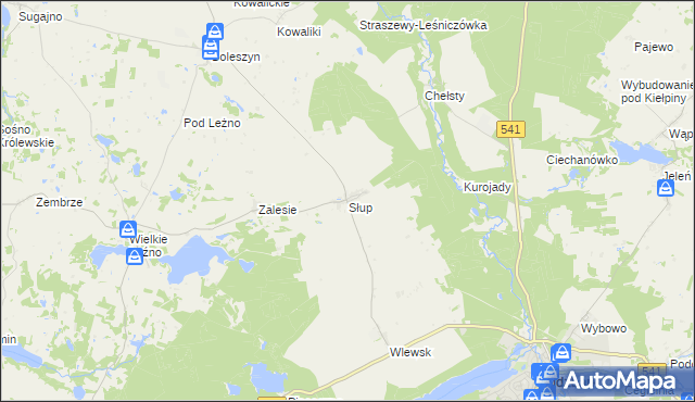 mapa Słup gmina Lidzbark, Słup gmina Lidzbark na mapie Targeo
