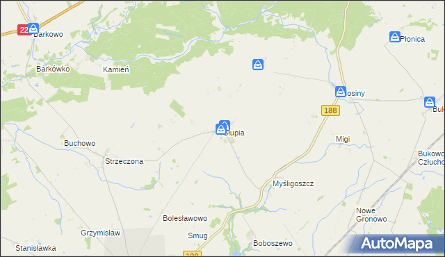 mapa Słupia gmina Debrzno, Słupia gmina Debrzno na mapie Targeo