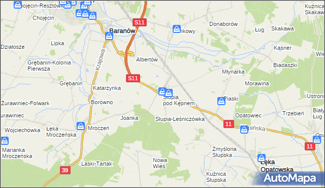 mapa Słupia pod Kępnem, Słupia pod Kępnem na mapie Targeo