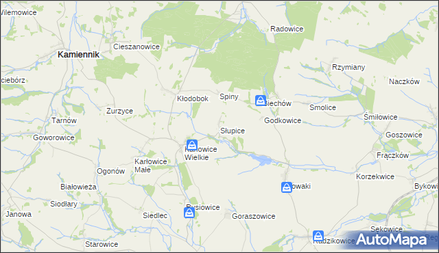 mapa Słupice gmina Pakosławice, Słupice gmina Pakosławice na mapie Targeo