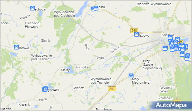 mapa Słupy gmina Tuchola, Słupy gmina Tuchola na mapie Targeo