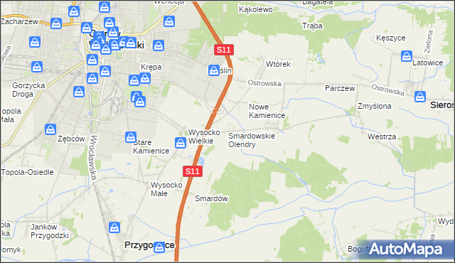 mapa Smardowskie Olendry, Smardowskie Olendry na mapie Targeo