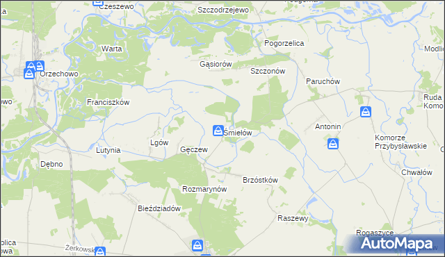 mapa Śmiełów, Śmiełów na mapie Targeo