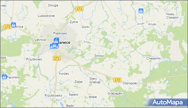 mapa Śmilcz, Śmilcz na mapie Targeo