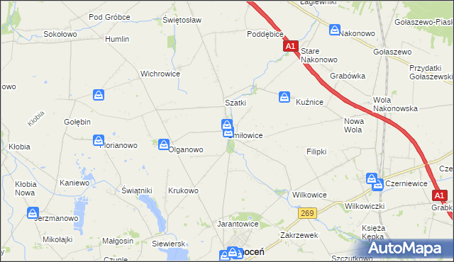 mapa Śmiłowice gmina Choceń, Śmiłowice gmina Choceń na mapie Targeo