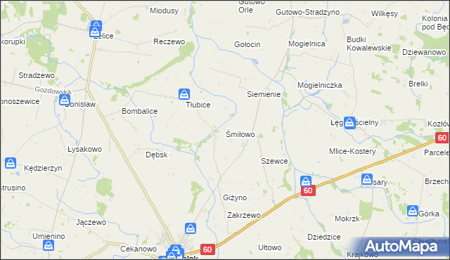 mapa Śmiłowo gmina Bielsk, Śmiłowo gmina Bielsk na mapie Targeo