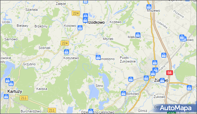 mapa Smołdzino gmina Przodkowo, Smołdzino gmina Przodkowo na mapie Targeo