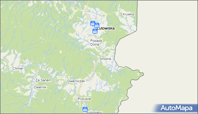 mapa Smolnik gmina Lutowiska, Smolnik gmina Lutowiska na mapie Targeo