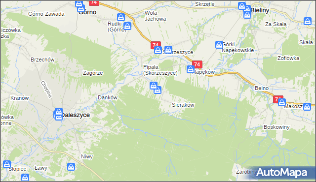 mapa Smyków gmina Daleszyce, Smyków gmina Daleszyce na mapie Targeo