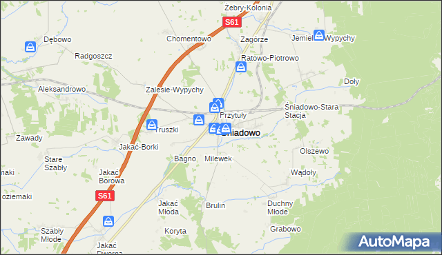 mapa Śniadowo powiat łomżyński, Śniadowo powiat łomżyński na mapie Targeo