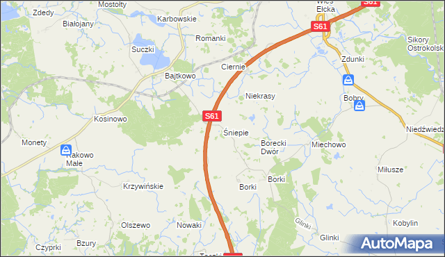 mapa Śniepie, Śniepie na mapie Targeo