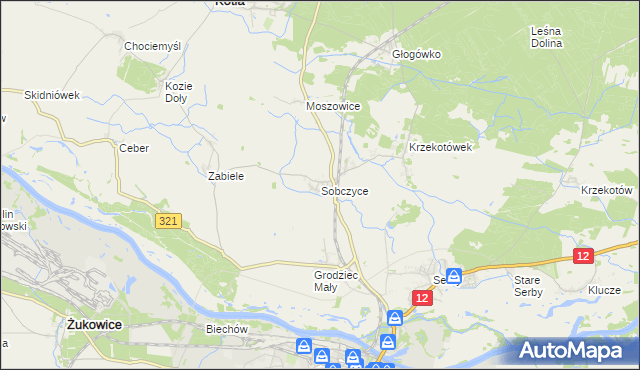 mapa Sobczyce, Sobczyce na mapie Targeo