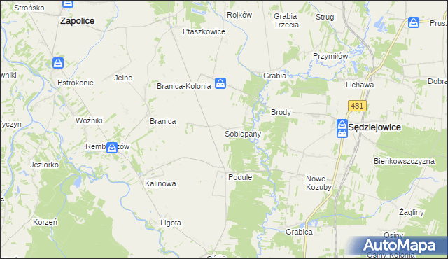 mapa Sobiepany, Sobiepany na mapie Targeo