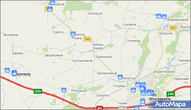 mapa Sobkowice, Sobkowice na mapie Targeo