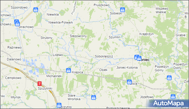 mapa Soboklęszcz gmina Joniec, Soboklęszcz gmina Joniec na mapie Targeo