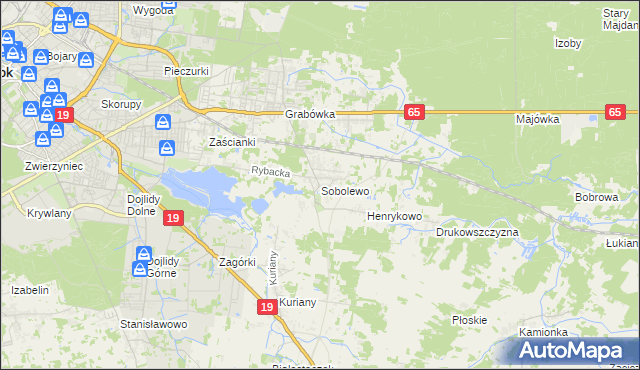 mapa Sobolewo gmina Supraśl, Sobolewo gmina Supraśl na mapie Targeo