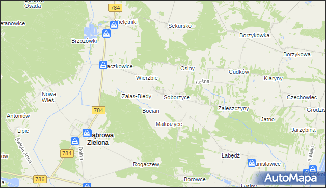 mapa Soborzyce, Soborzyce na mapie Targeo