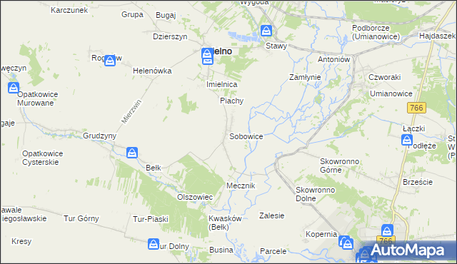mapa Sobowice gmina Imielno, Sobowice gmina Imielno na mapie Targeo