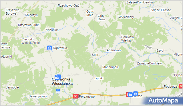 mapa Soje, Soje na mapie Targeo