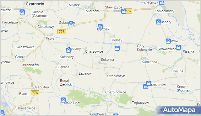 mapa Sokolina, Sokolina na mapie Targeo