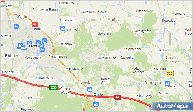 mapa Sokolniki-Las, Sokolniki-Las na mapie Targeo