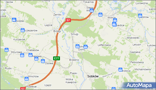 mapa Sokołów Dolny, Sokołów Dolny na mapie Targeo