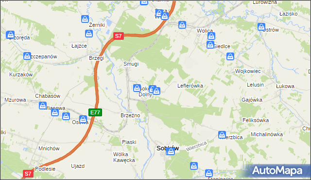 mapa Sokołów Górny, Sokołów Górny na mapie Targeo