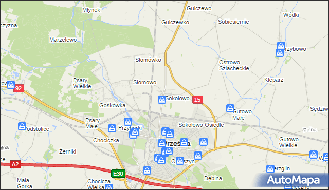 mapa Sokołowo gmina Września, Sokołowo gmina Września na mapie Targeo