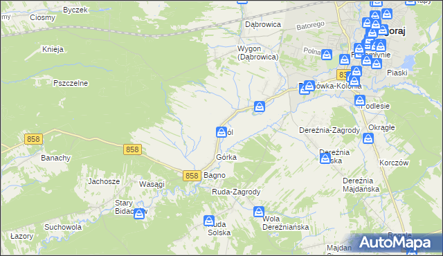 mapa Sól gmina Biłgoraj, Sól gmina Biłgoraj na mapie Targeo