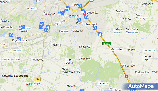 mapa Sołtyków gmina Skaryszew, Sołtyków gmina Skaryszew na mapie Targeo