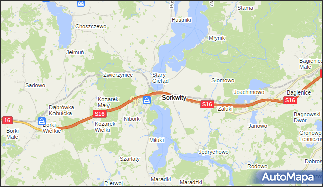 mapa Sorkwity, Sorkwity na mapie Targeo