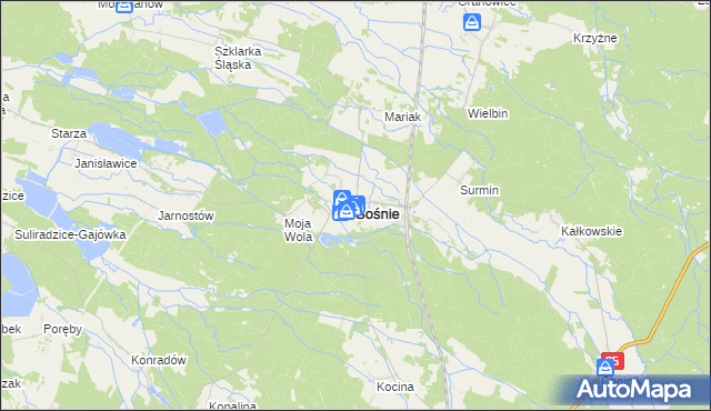 mapa Sośnie powiat ostrowski, Sośnie powiat ostrowski na mapie Targeo