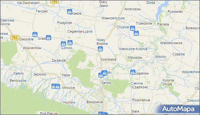 mapa Sosnówka gmina Nowa Słupia, Sosnówka gmina Nowa Słupia na mapie Targeo